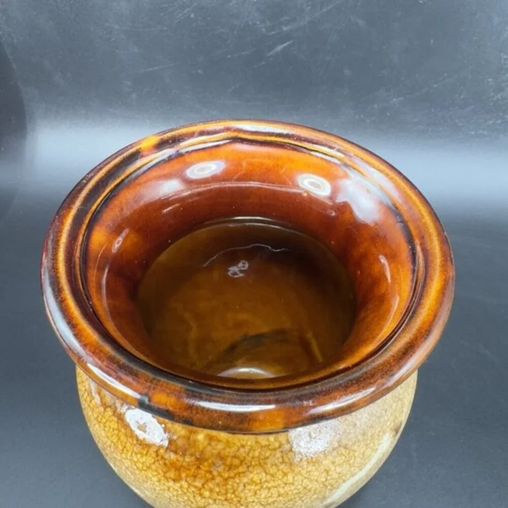 Royal Haeger Brown Earth Glaze Ceramic Vase Vessel Drip Glaze Signed Pottery VTG
